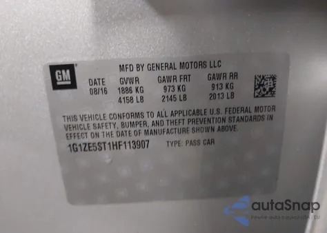 2017 Chevrolet Malibu 1Lt from USA, damaged, VIN 1G1ZE5ST1HF113907